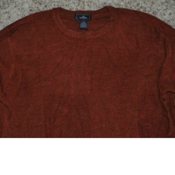 Mens Sweater Dockers Red Medium Long Sleeve Crewneck Square Pattern Soft Acrylic - Picture 2 of 4